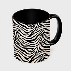 Кружка 3D Полосатая шкура зебры, белого тигра, цвет: 3D-белый + черный