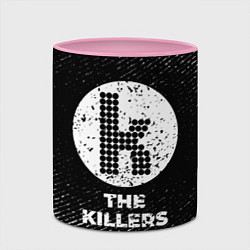 Кружка 3D The Killers с потертостями на темном фоне, цвет: 3D-белый + розовый — фото 2