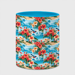Кружка 3D Гавайский стиль летние цветы, цвет: 3D-белый + небесно-голубой — фото 2