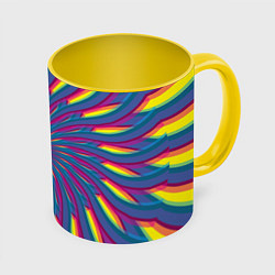 Кружка 3D Оптическая иллюзия веер, цвет: 3D-белый + желтый