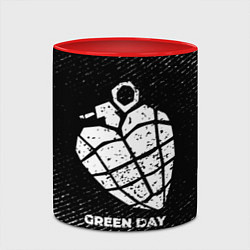 Кружка 3D Green Day с потертостями на темном фоне, цвет: 3D-белый + красный — фото 2