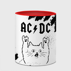 Кружка 3D AC DC рок кот на светлом фоне, цвет: 3D-белый + красный — фото 2