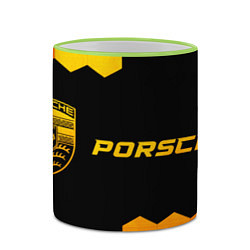 Кружка 3D Porsche - gold gradient: надпись и символ, цвет: 3D-светло-зеленый кант — фото 2