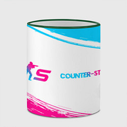 Кружка 3D Counter-Strike 2 neon gradient style: надпись и си, цвет: 3D-зеленый кант — фото 2