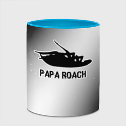 Кружка 3D Papa Roach glitch на светлом фоне, цвет: 3D-белый + небесно-голубой — фото 2