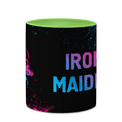 Кружка 3D Iron Maiden - neon gradient: надпись и символ, цвет: 3D-белый + светло-зеленый — фото 2