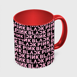 Кружка 3D Blackpink - pink text, цвет: 3D-белый + красный