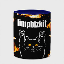 Кружка 3D Limp Bizkit рок кот и огонь, цвет: 3D-белый + синий — фото 2