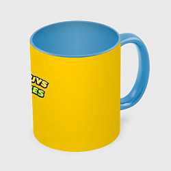 Кружка 3D Two Guys & Zombies 3D - Лого на желтом, цвет: 3D-белый + небесно-голубой