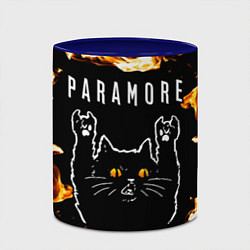 Кружка 3D Paramore рок кот и огонь, цвет: 3D-белый + синий — фото 2