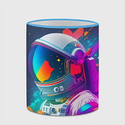 Кружка 3D Космонавт - акварельные мазки, цвет: 3D-небесно-голубой кант — фото 2