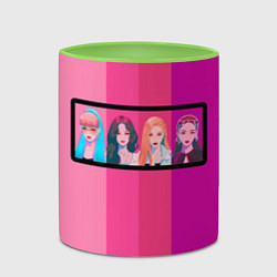 Кружка 3D Группа Black pink на фоне оттенков розового, цвет: 3D-белый + светло-зеленый — фото 2