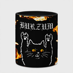 Кружка 3D Burzum рок кот и огонь, цвет: 3D-белый + черный — фото 2