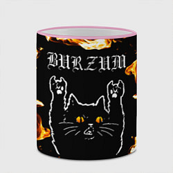 Кружка 3D Burzum рок кот и огонь, цвет: 3D-розовый кант — фото 2