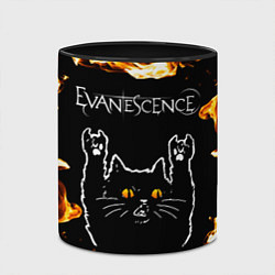 Кружка 3D Evanescence рок кот и огонь, цвет: 3D-белый + черный — фото 2