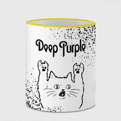 Кружка 3D Deep Purple рок кот на светлом фоне, цвет: 3D-желтый кант — фото 2
