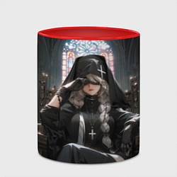Кружка 3D Монашка 2b от нейросети, цвет: 3D-белый + красный — фото 2