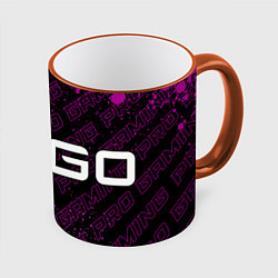 Кружка 3D Counter Strike pro gaming: надпись и символ, цвет: 3D-оранжевый кант