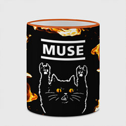 Кружка 3D Muse рок кот и огонь, цвет: 3D-оранжевый кант — фото 2