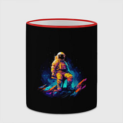 Кружка 3D Неоновый космонавт на луне, цвет: 3D-красный кант — фото 2