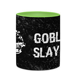 Кружка 3D Goblin Slayer glitch на темном фоне: надпись и сим, цвет: 3D-белый + светло-зеленый — фото 2