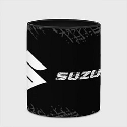 Кружка 3D Suzuki speed на темном фоне со следами шин: надпис, цвет: 3D-белый + черный — фото 2