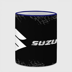 Кружка 3D Suzuki speed на темном фоне со следами шин: надпис, цвет: 3D-синий кант — фото 2