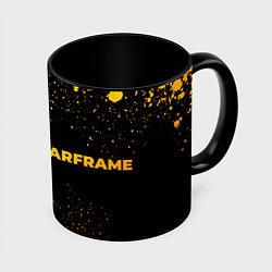 Кружка 3D Warframe - gold gradient: надпись и символ, цвет: 3D-белый + черный