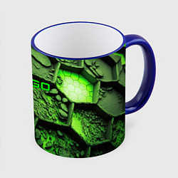 Кружка 3D CSGO green abstract, цвет: 3D-синий кант