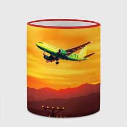 Кружка 3D S7 Боинг 737 Оранжевый закат, цвет: 3D-красный кант — фото 2
