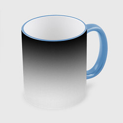Кружка 3D Black and white gradient, цвет: 3D-небесно-голубой кант