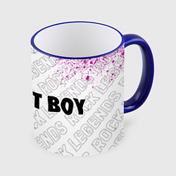 Кружка 3D Fall Out Boy rock legends: надпись и символ, цвет: 3D-синий кант
