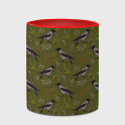 Кружка 3D Вороны и еловые веточки, цвет: 3D-белый + красный — фото 2