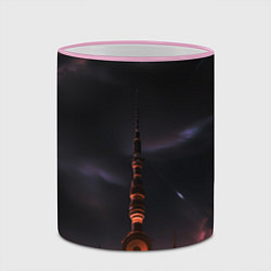 Кружка 3D Сай фай башня на другой планете, цвет: 3D-розовый кант — фото 2
