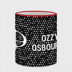 Кружка 3D Ozzy Osbourne glitch на темном фоне: надпись и сим, цвет: 3D-красный кант — фото 2