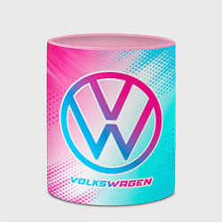 Кружка 3D Volkswagen neon gradient style, цвет: 3D-белый + розовый — фото 2