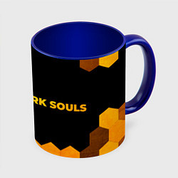 Кружка 3D Dark Souls - gold gradient: надпись и символ, цвет: 3D-белый + синий