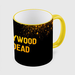 Кружка 3D Hollywood Undead - gold gradient: надпись и символ, цвет: 3D-желтый кант