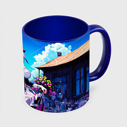 Кружка 3D Астольфо служанка - Fate grand order, цвет: 3D-белый + синий