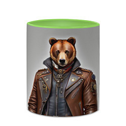 Кружка 3D Cool bear - steampunk - neural network, цвет: 3D-белый + светло-зеленый — фото 2