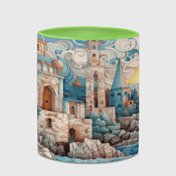 Кружка 3D Сказочный замок у моря, цвет: 3D-белый + светло-зеленый — фото 2