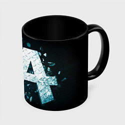 Кружка 3D Asking Alexandria emblem, цвет: 3D-белый + черный