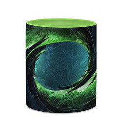 Кружка 3D Объемная зеленая абстракция, цвет: 3D-белый + светло-зеленый — фото 2