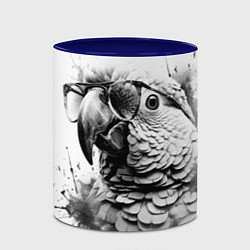 Кружка 3D Попугай ара в старинных очках, цвет: 3D-белый + синий — фото 2