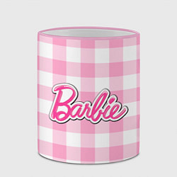 Кружка 3D Барби лого розовая клетка, цвет: 3D-розовый кант — фото 2