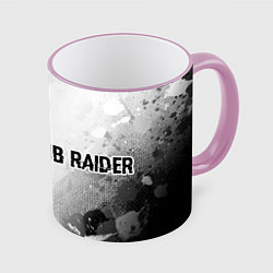 Кружка 3D Tomb Raider glitch на светлом фоне: надпись и симв, цвет: 3D-розовый кант