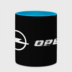 Кружка 3D Opel speed на темном фоне со следами шин: надпись, цвет: 3D-белый + небесно-голубой — фото 2