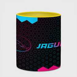 Кружка 3D Jaguar - neon gradient: надпись и символ, цвет: 3D-белый + желтый — фото 2