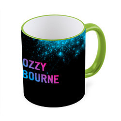 Кружка 3D Ozzy Osbourne - neon gradient: надпись и символ, цвет: 3D-светло-зеленый кант