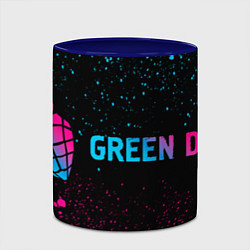 Кружка 3D Green Day - neon gradient: надпись и символ, цвет: 3D-белый + синий — фото 2